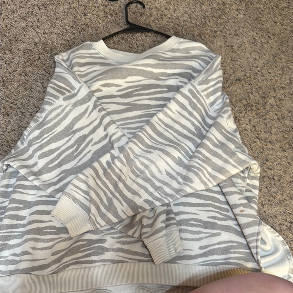Gray and White Zebra Print Sweater